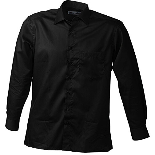 Men’s Business Shirt Long-Sleeved , James Nicholson, schwarz, 100% Baumwolle, 3XL, , Bild 1