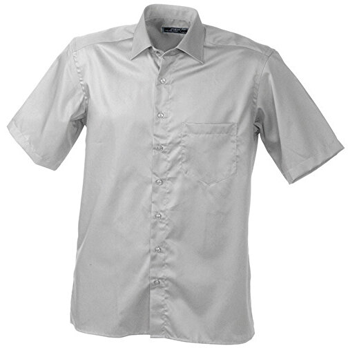 Men’s Business Shirt Short-Sleeved , James Nicholson, light-grau, 100% Baumwolle, S, , Bild 1
