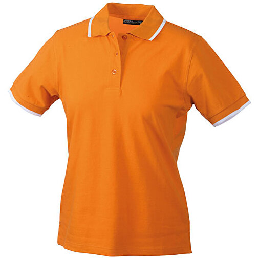 Ladies’ Polo Tipping , James Nicholson, orange/weiss, 100% Baumwolle, gekämmt, ringgesponnen, XL, , Bild 1