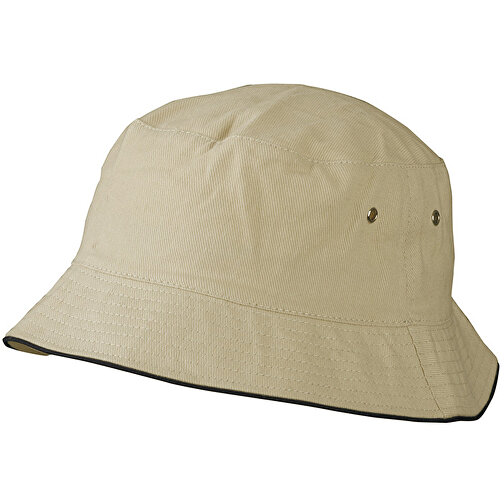 Fisherman Piping Hat , Myrtle Beach, khaki/schwarz, 100% Baumwolle, L/XL, , Bild 1