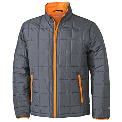 Men’s Padded Light Weight Jacket , James Nicholson, carbon/orange, 100% Polyester, S, , Bild 1