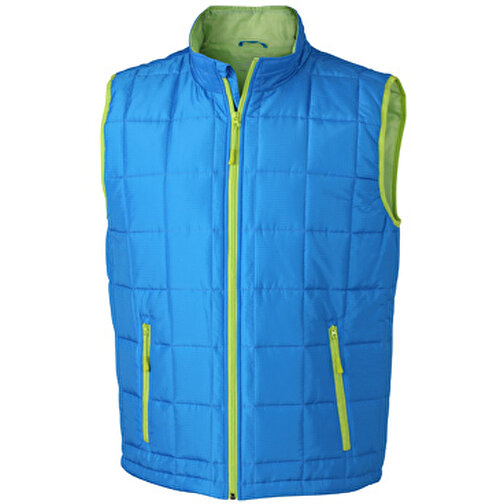 Men’s Padded Light Weight Vest , James Nicholson, aqua/lime-grün, 100% Polyester, S, , Bild 1