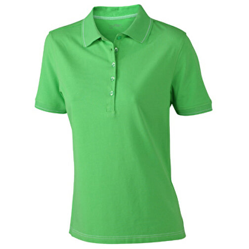Ladies’ Elastic Polo , James Nicholson, lime-grün/weiß, 95% Baumwolle, 5% Elasthan, XL, , Bild 1