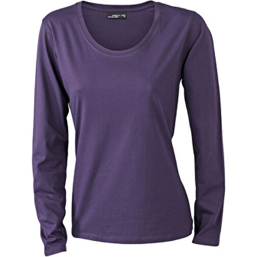 Ladies’ Shirt Long-Sleeved Medium , James Nicholson, aubergine, 100% Baumwolle, ringgesponnen, L, , Bild 1