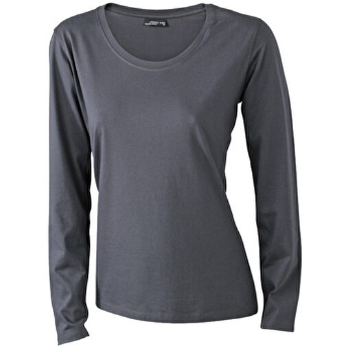 Ladies’ Shirt Long-Sleeved Medium , James Nicholson, graphite, 100% Baumwolle, ringgesponnen, M, , Bild 1