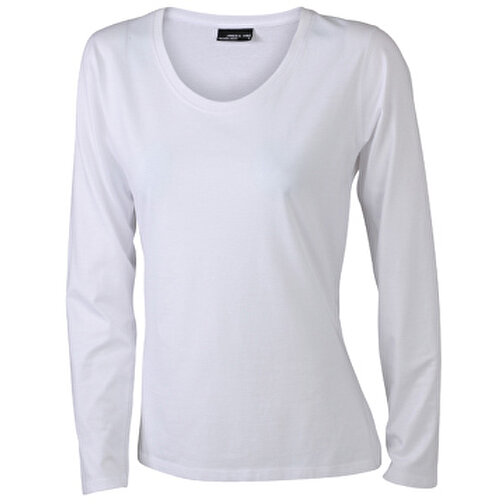 Ladies’ Shirt Long-Sleeved Medium , James Nicholson, weiss, 100% Baumwolle, ringgesponnen, M, , Bild 1