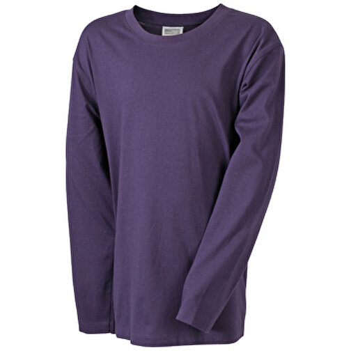 Junior Shirt Long-Sleeved Medium , James Nicholson, aubergine, 100% Baumwolle, ringgesponnen, XS (98/104), , Bild 1