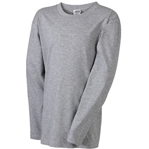 Junior Shirt Long-Sleeved Medium , James Nicholson, grau-heather, 100% Baumwolle, ringgesponnen, XS (98/104), , Bild 1