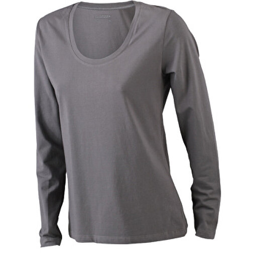Ladies’ Stretch Shirt Long-Sleeved , James Nicholson, charcoal, 95% Baumwolle, gekämmt, ringgesponnen, 5% Elasthan, M, , Bild 1