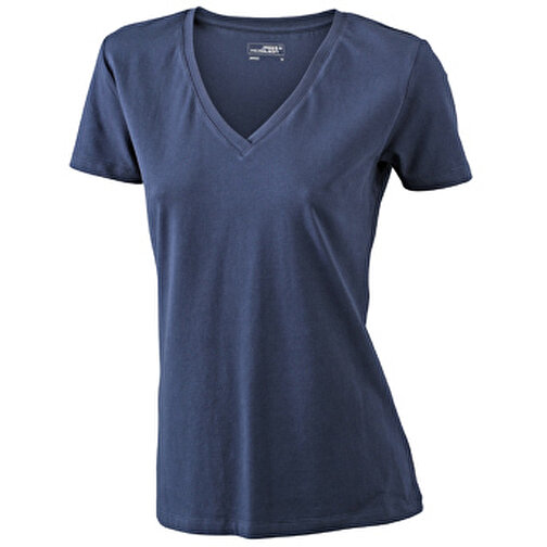 Ladies’ Stretch V-T , James Nicholson, navy, 95% Baumwolle, gekämmt, ringgesponnen, 5% Elasthan, L, , Bild 1