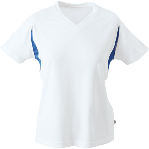 Ladies’ Running-T , James Nicholson, weiß/royal, 100% Polyester, XS, , Bild 1