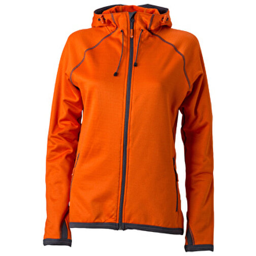 Ladies’ Hooded Fleece , James Nicholson, dark-orange/carbon, 92% Polyester, 8% Elasthan, M, , Bild 1