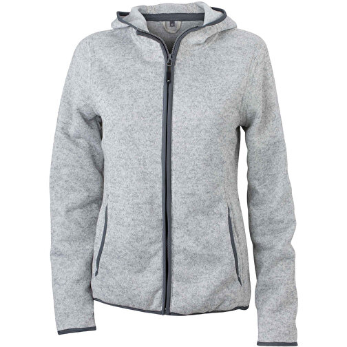 Ladies’ Knitted Fleece Hoody , James Nicholson, light-melange/carbon, 100% Polyester, XL, , Bild 1