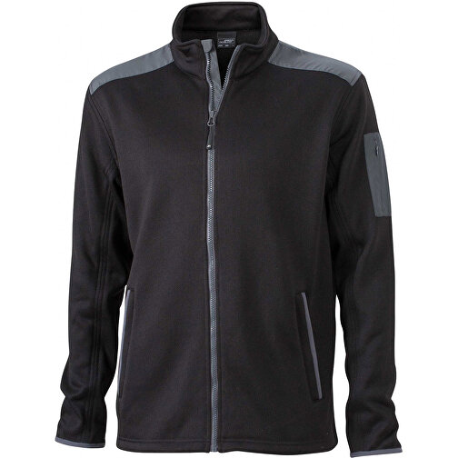 Men’s Knitted Fleece Jacket , James Nicholson, schwarz/carbon, 100% Polyester, S, , Bild 1