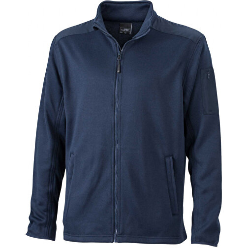 Men’s Knitted Fleece Jacket , James Nicholson, navy/navy, 100% Polyester, XL, , Bild 1