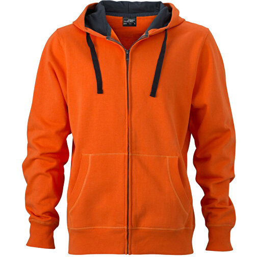 Men’s Hooded Jacket , James Nicholson, dark-orange/carbon, 80% Baumwolle, gekämmt, 20% Polyester, S, , Bild 1