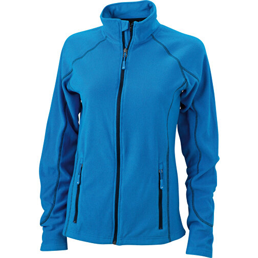Ladies’ Structure Fleece Jacket , James Nicholson, aqua/navy, 100% Polyester, XXL, , Bild 1
