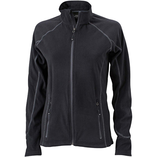 Ladies’ Structure Fleece Jacket , James Nicholson, schwarz/carbon, 100% Polyester, XL, , Bild 1