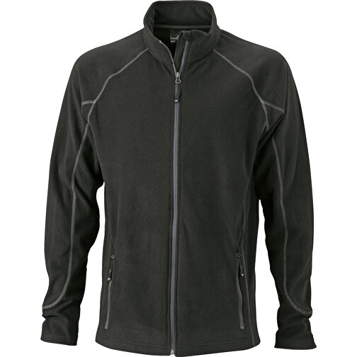 Men’s Structure Fleece Jacket , James Nicholson, schwarz/carbon, 100% Polyester, L, , Bild 1
