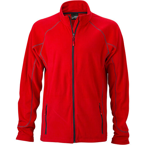 Men’s Structure Fleece Jacket , James Nicholson, rot/carbon, 100% Polyester, XL, , Bild 1