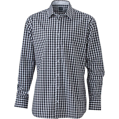 Men’s Checked Shirt , James Nicholson, schwarz/weiss, 100% Baumwolle, 3XL, , Bild 1