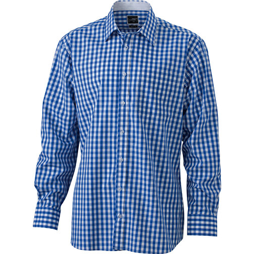 Men’s Checked Shirt , James Nicholson, royal/weiß, 100% Baumwolle, 3XL, , Bild 1