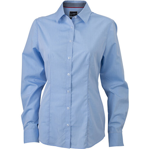 Ladies’ Plain Shirt , James Nicholson, light-blau/navy-weiß, 100% Baumwolle, L, , Bild 1