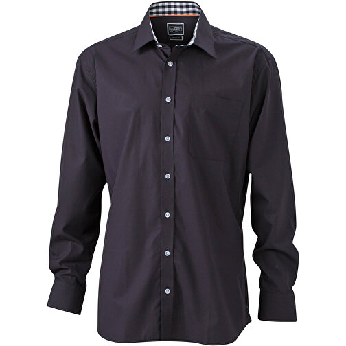 Men’s Plain Shirt , James Nicholson, schwarz/schwarz-weiß, 100% Baumwolle, L, , Bild 1