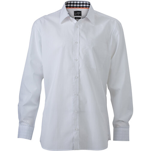 Men’s Plain Shirt , James Nicholson, weiß/schwarz-weiß, 100% Baumwolle, XL, , Bild 1