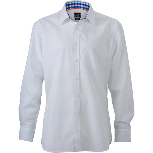 Men’s Plain Shirt , James Nicholson, weiß/royal-weiß, 100% Baumwolle, L, , Bild 1