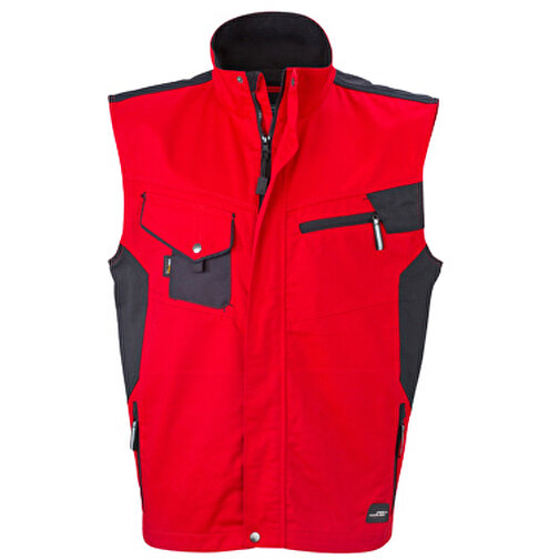 Workwear Vest , James Nicholson, rot/schwarz, 100% Polyamid CORDURA ®, M, , Bild 1