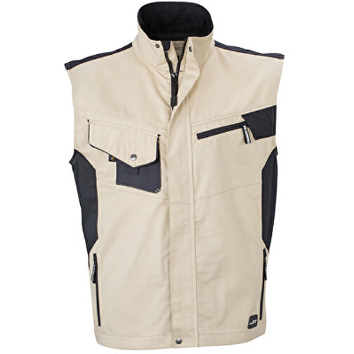 Workwear Vest , James Nicholson, stone/schwarz, 100% Polyamid CORDURA ®, S, , Bild 1