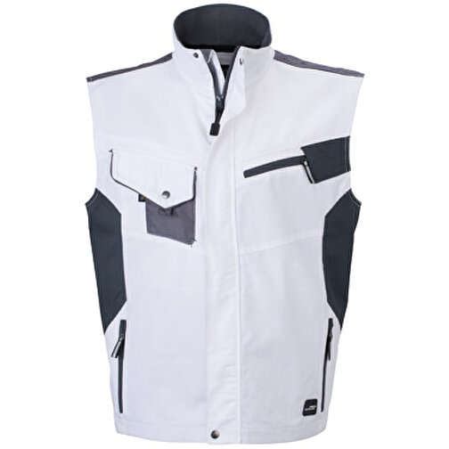 Workwear Vest , James Nicholson, weiß/carbon, 100% Polyamid CORDURA ®, L, , Bild 1