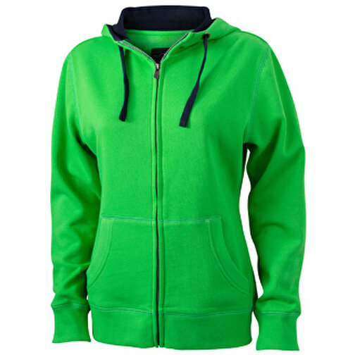Ladies’ Lifestyle Zip-Hoody , James Nicholson, grün/navy, 80% Baumwolle, gekämmt, 20% Polyester, XL, , Bild 1
