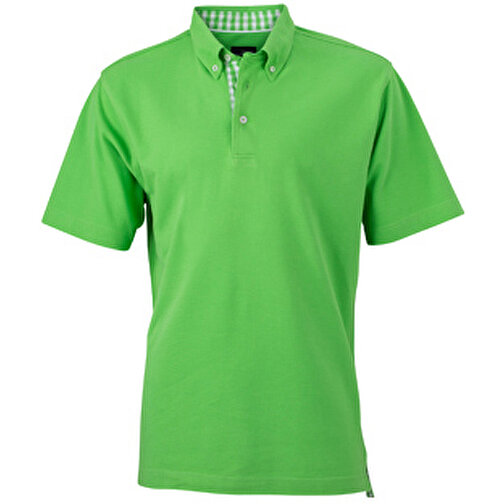 Men’s Plain Polo , James Nicholson, lime-grün/lime-grün-weiß, 100% Baumwolle, gekämmt, XL, , Bild 1