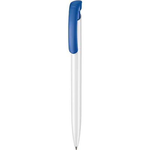 Kugelschreiber CLEAR SHINY , Ritter-Pen, azurblau/weiß, ABS-Kunststoff, 14,80cm (Länge), Bild 1