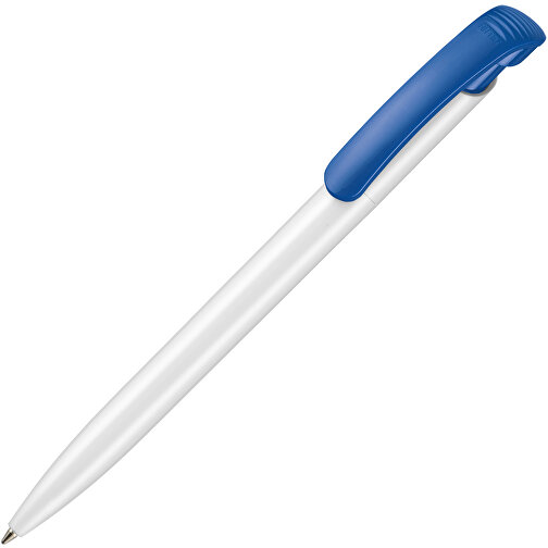 Kugelschreiber CLEAR SHINY , Ritter-Pen, azurblau/weiss, ABS-Kunststoff, 14,80cm (Länge), Bild 2