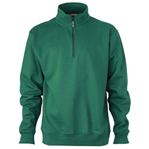 Workwear Half Zip Sweat , James Nicholson, dark-grün, 70% Baumwolle, gekämmt, 30% Polyester, S, , Bild 1