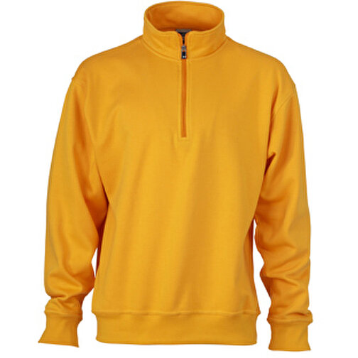 Workwear Half Zip Sweat , James Nicholson, gold-gelb, 70% Baumwolle, gekämmt, 30% Polyester, XXL, , Bild 1