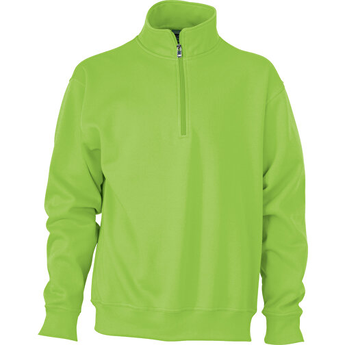 Workwear Half Zip Sweat , James Nicholson, lime-grün, 70% Baumwolle, gekämmt, 30% Polyester, XL, , Bild 1