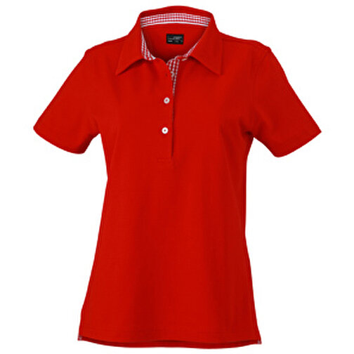 Ladies’ Plain Polo , James Nicholson, rot/rot-weiß, 100% Baumwolle, gekämmt, S, , Bild 1