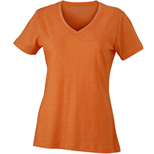 Ladies’ Heather T-Shirt , James Nicholson, orange-melange, 65% Polyester, 35% Baumwolle, S, , Bild 1
