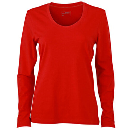 Ladies’ Stretch Shirt Long-Sleeved , James Nicholson, rot, 95% Baumwolle, gekämmt, ringgesponnen, 5% Elasthan, M, , Bild 1