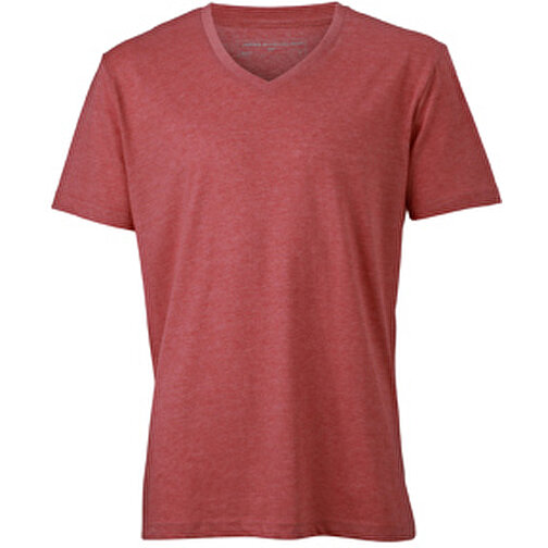 Men’s Heather T-Shirt , James Nicholson, rot-melange, 65% Polyester, 35% Baumwolle, 3XL, , Bild 1
