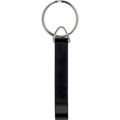 Schlüsselanhänger Mit Öffner , schwarz, Aluminium, 0,90cm x 1,20cm x 5,50cm (Länge x Höhe x Breite), Bild 1