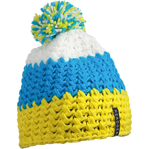 Crocheted Cap With Pompon , Myrtle Beach, gelb/pacific/weiss, 100% Polyacryl, one size, , Bild 1