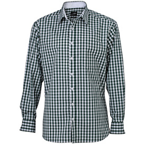 Men’s Checked Shirt , James Nicholson, forest-grün/weiß, 100% Baumwolle, XL, , Bild 1