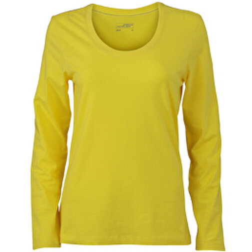 Ladies’ Stretch Shirt Long-Sleeved , James Nicholson, gelb, 95% Baumwolle, gekämmt, ringgesponnen, 5% Elasthan, M, , Bild 1