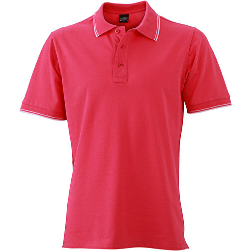 Men’s Polo , James Nicholson, pink/weiß, 95% Baumwolle, 5% Elasthan, XL, , Bild 1