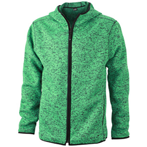 Men’s Knitted Fleece Hoody , James Nicholson, grün-melange/schwarz, 100% Polyester, S, , Bild 1